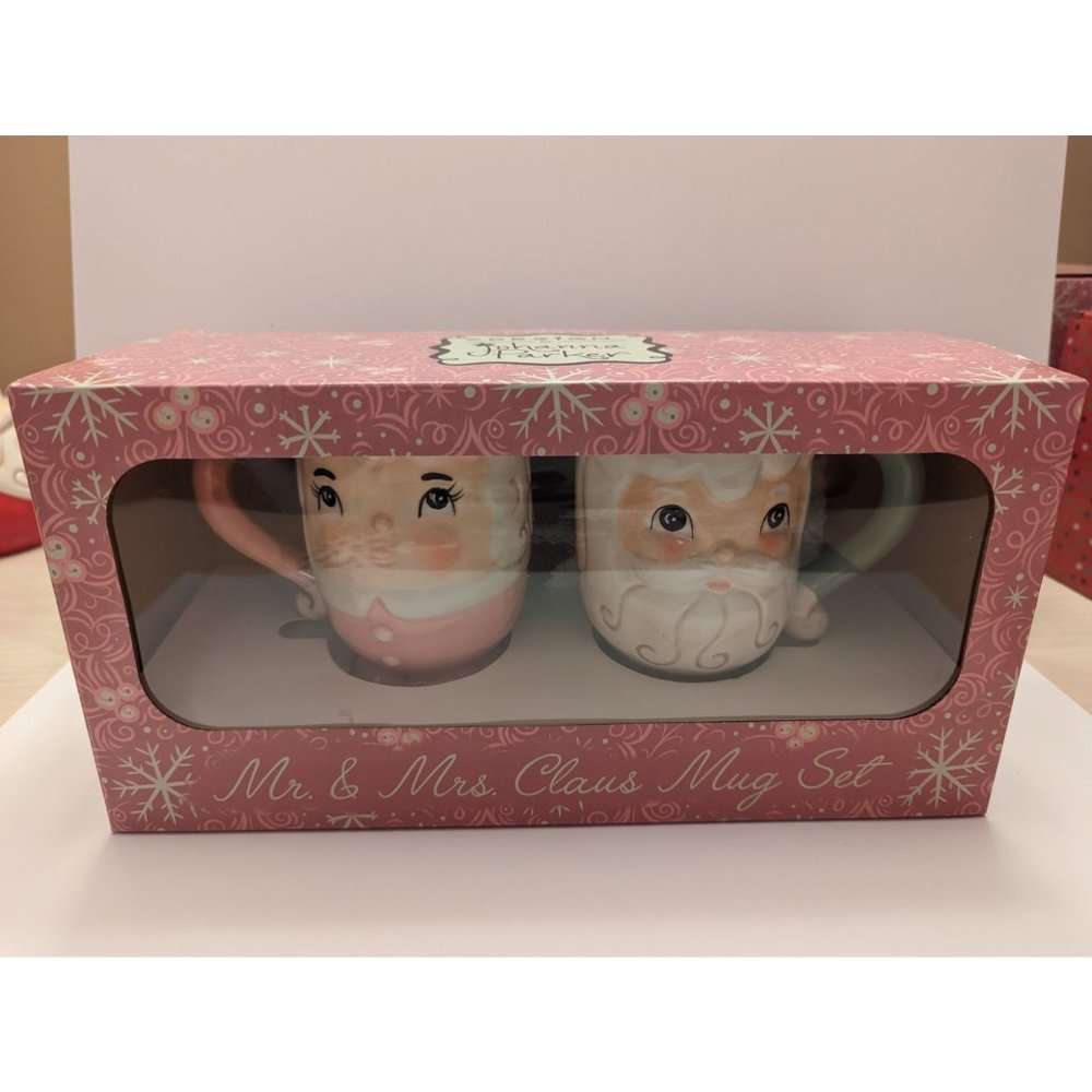 Johanna Parker Pink & Green Mr & Mrs Claus Mug Set